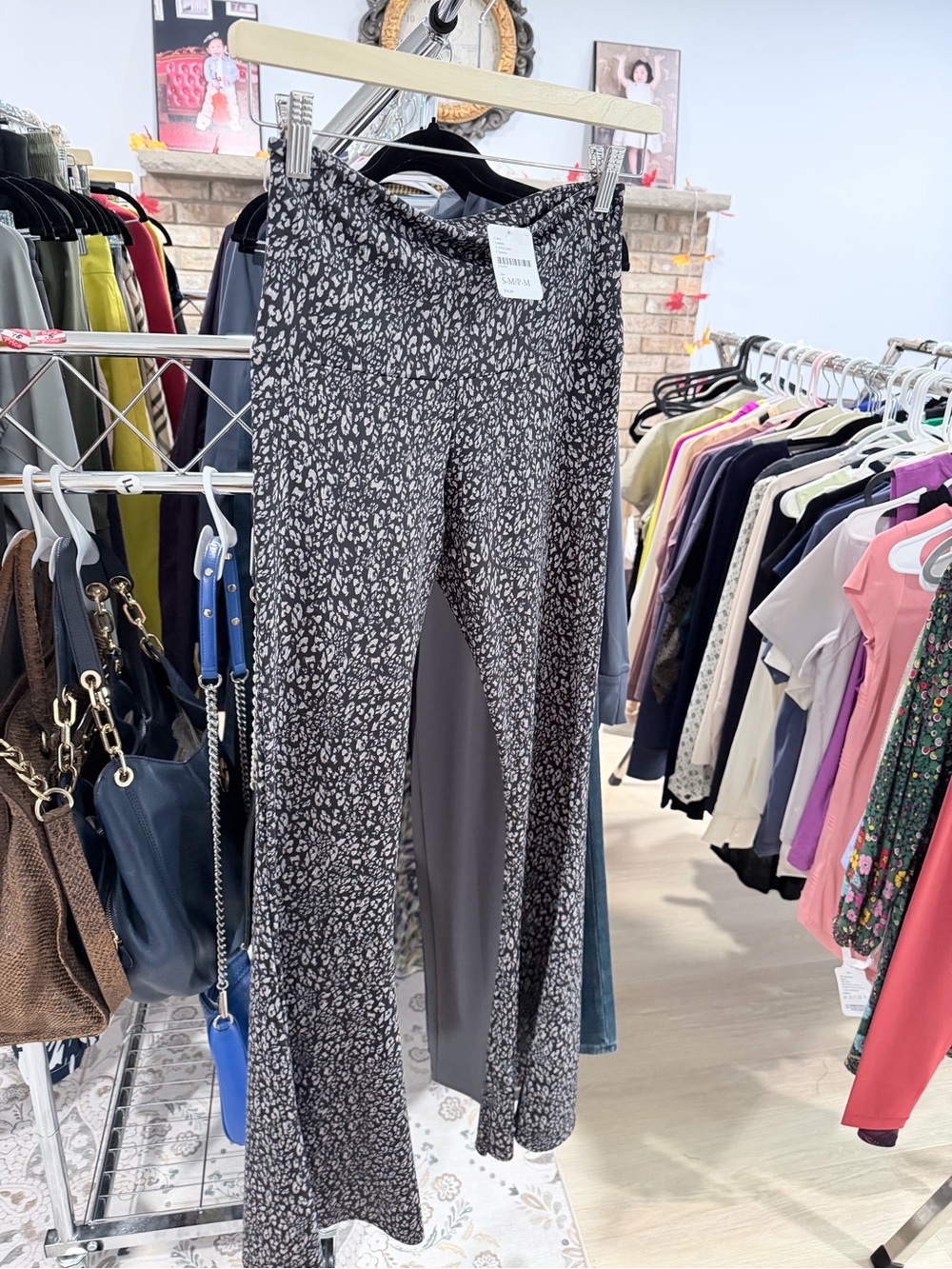 Free People Black & White Micro Leopard Flare Pants